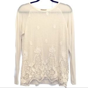 Democracy long sleeve stitching detailed shirt